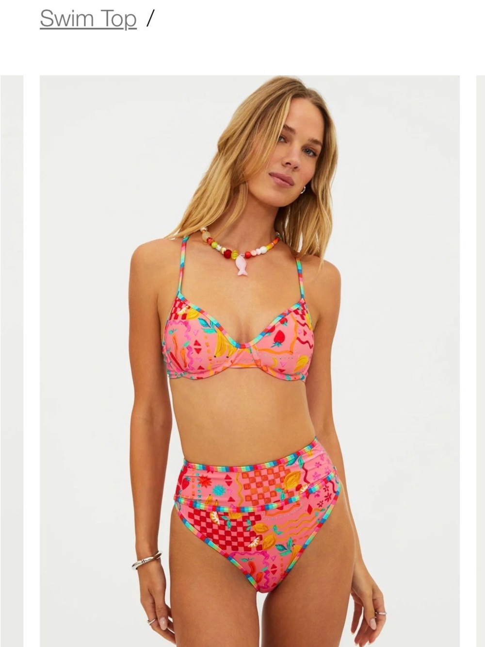 Beach Riot Pink Multicolor Patterned Underwire Bikini Top